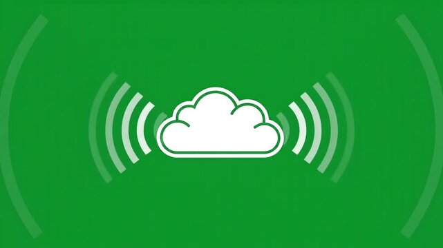 Cloud server icon expanding with data sync waves