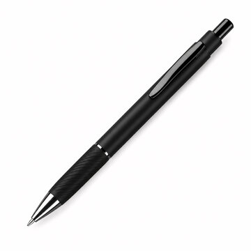 Black pen on white background, top view