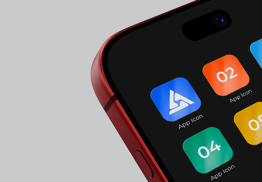 Realistic Smartphone App Icon Mockup