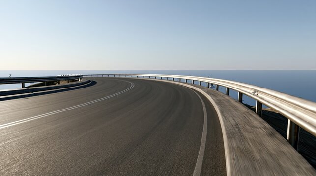 Dynamic Highway Curve with Motion Blur Representing Speed, Travel and Forward Progress
