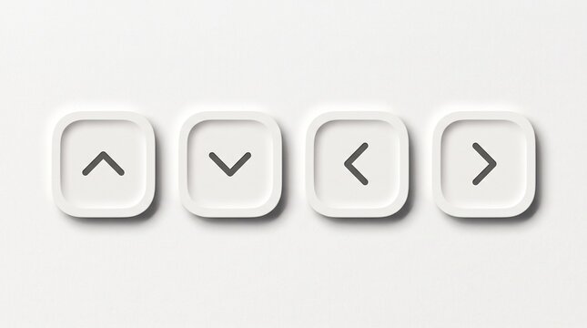 Neumorphic white buttons with directional