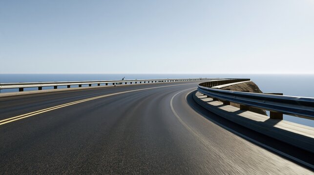 Dynamic Highway Curve with Motion Blur Representing Speed, Travel and Forward Progress