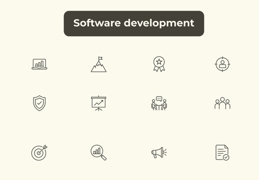 Software Development Line Icon Set