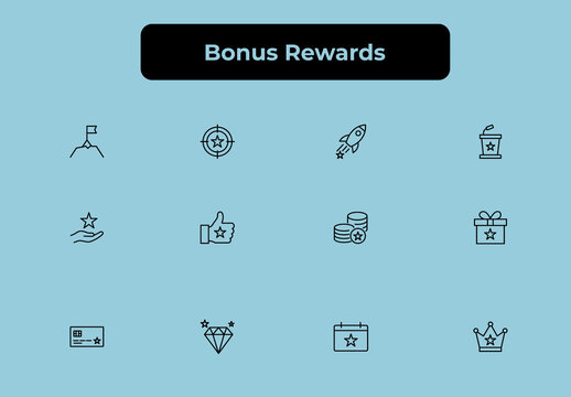 Bonus Rewards Line Icon Set