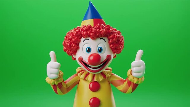Cheerful Clown Giving Thumbs Up in Studio Lighting with Copy Space for Commercial Use