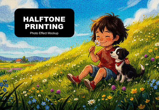 Halftone Printing Photo Effect