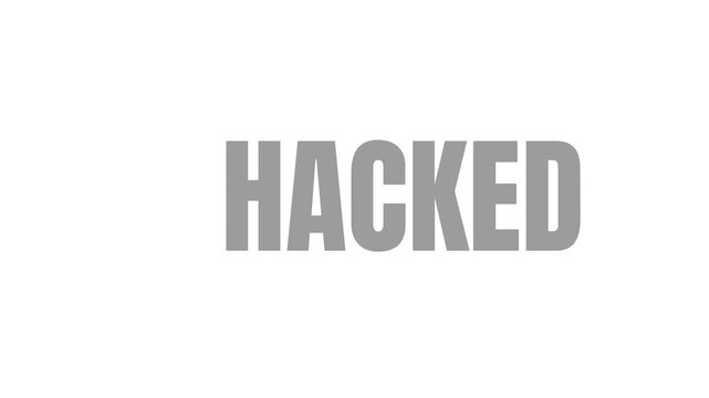 Hacked icon ,Warning hack security breach computer hacking warning message hacked alert Animation jn white  Background. 4k animation motion graphic video.