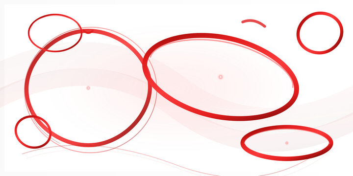 Abstract red circular geometric shapes overlapping with layered on transparent background