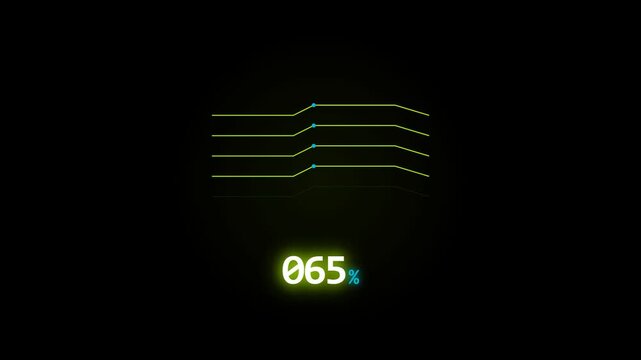 A futuristic circular HUD interface on a black background, featuring glowing green scan lines and a numerical percentage counter that steadily climbs from 16% towards completion.