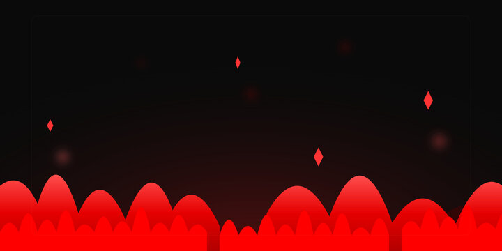 Abstract red geometric shapes floating above rounded peaks digital on transparent background