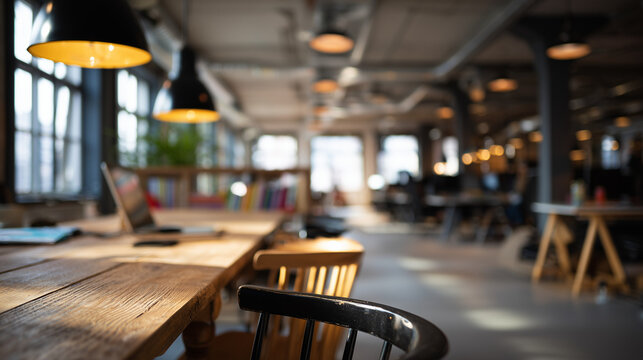 Premium coworking environment, shallow DOF
