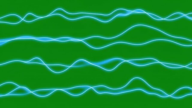 Blue Wavy Lines on Green Screen Seamless Loop with Black Gap