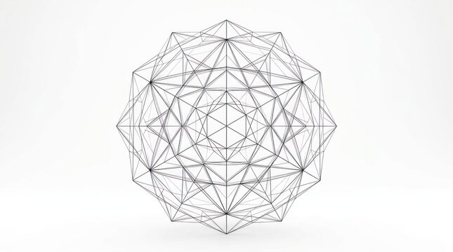 Abstract geometric structure with intricate network pattern and digital design