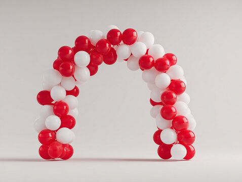 Red and white balloon arch for Indonesian Independence day