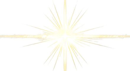 Fototapeta premium Golden Starburst Optical Flare Effect Element Isolated on a Transparent Background for Cinematic Design and Digital Lighting Enhancement