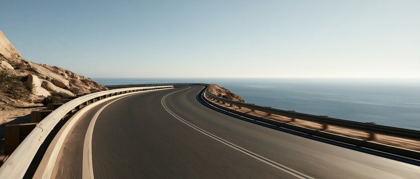 Dynamic Highway Curve with Motion Blur Representing Speed, Travel and Forward Progress