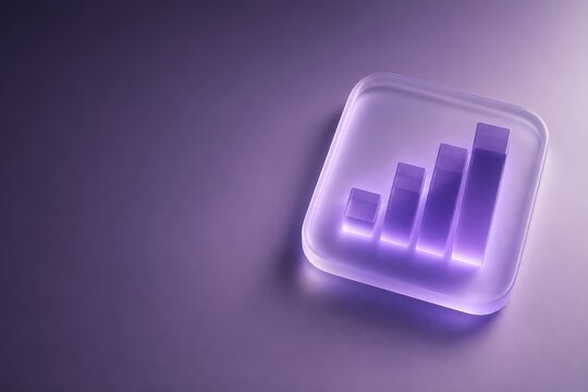 Purple Analytics Bar Chart Icon in Glossy 3D Style