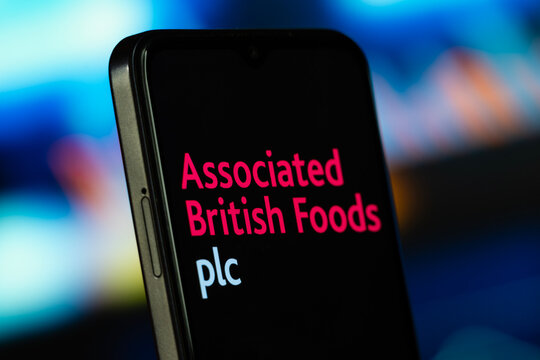 London, United Kingdom- 8 July 2026: Associated British Foods logo is seen on a smartphone.