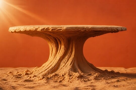 Surreal sandstone hoodoo in glowing desert light