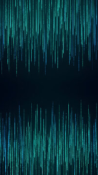 Vertical blue binary code falling on black background with copy space