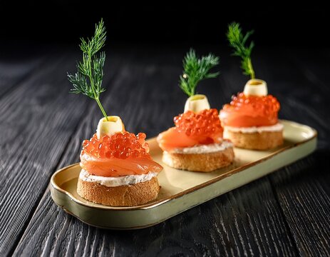 canape with salmon and caviar