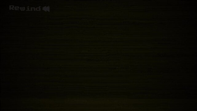 vhs digital surveillance overlay. Digital Playback Interface Rewind Overlay with Distorted Scanline Texture for Retro Media Simulation 4k video