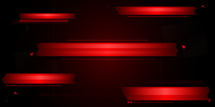 Abstract red geometric lower thirds banners set for broadcast graphics on transparent background
