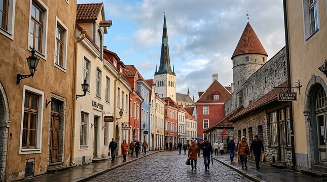 Tallinn's historic old town in Estonia, adorned with medieval towers and vibrant buildings, exudes charm