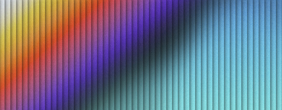 Abstract background featuring vertical lines with a vibrant rainbow gradient transition and a subtle textured surface effect