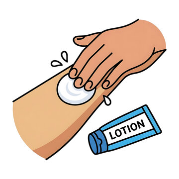 Vector illustration of a hand applying moisturizing lotion cream onto arm skin