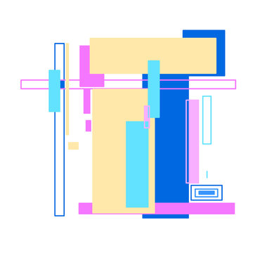 abstract vector background, Abstract geometric rectangles and lines in blue pink and cream