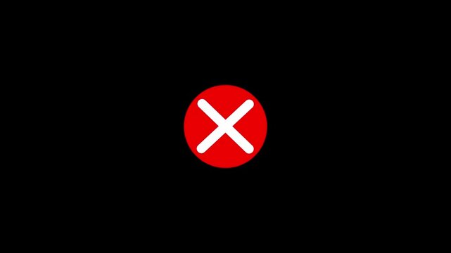 Alpha channel animation of a black ink brush cross mark, a useful graphic for indicating rejection or denial in motion design.