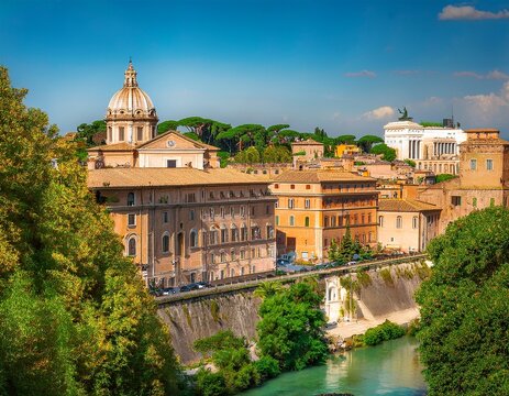 gianicolo hill s view of trastevere in rome italy