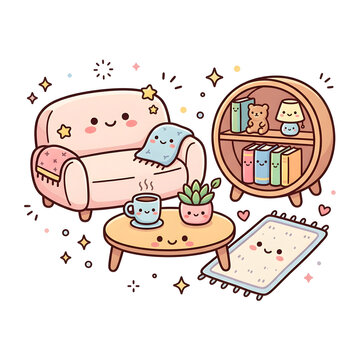 Cartoon pig sitting at a wooden table with a book.