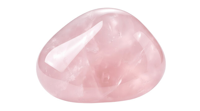 A polished rose quartz gemstone on transparent background