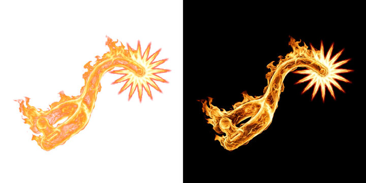 Swan Neck Fire Spur With Sunburst Rowel, Blazing Medieval Armor Emblem, Glowing Flame Transparent Design Element