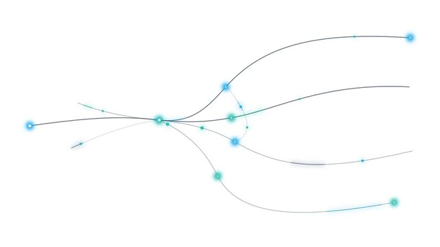 Abstract Digital Network Connection with Curved Lines and Nodes Representing Data Flow and Global Connectivity