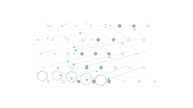Abstract Minimalist Digital Data Network Vector Illustration with Connecting Dots and Hexagons on White