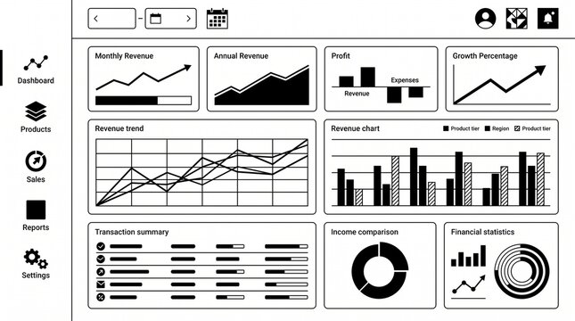 SaaS revenue analytics dashboard with real-time financial data charts and performance metrics display