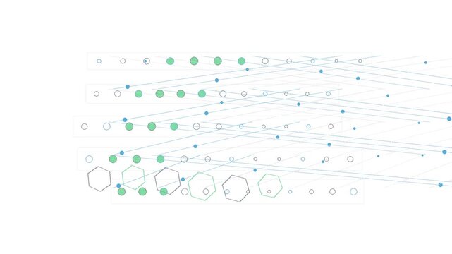 Abstract digital data network visualization with green dots and connecting lines for technology and business concepts