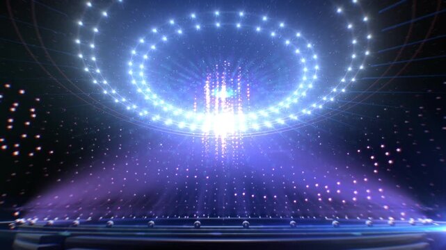 Revolving stage with flashlights. Video in loop.