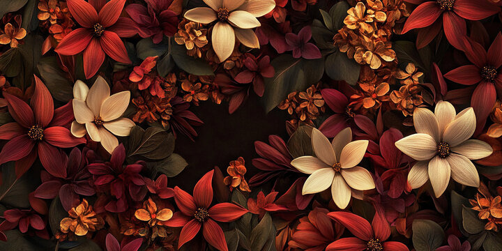 Classic background with delicate flowers and leaves