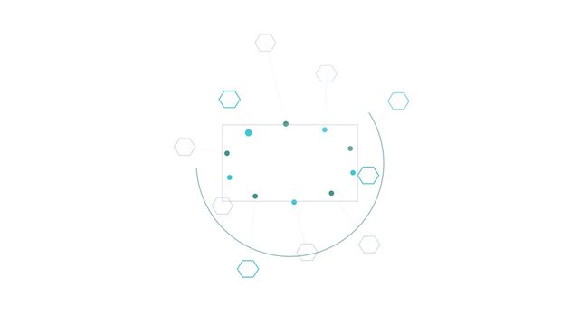 Minimalist abstract digital network connection graphic with geometric nodes and lines on white background