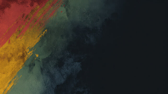 Expressive Red Green Gold Paint Strokes on Dark Background Celebrating Black Culture and Freedom