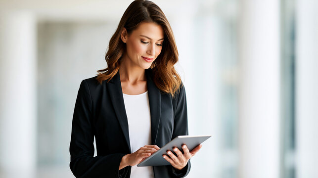 Business woman using a tablet in modern office