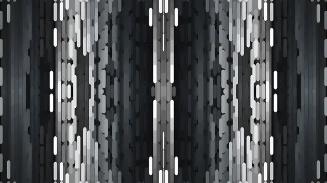 Abstract geometric pattern with vertical metallic stripes in grayscale