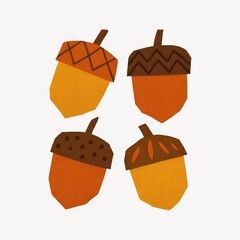 Fototapeta premium Colorful autumn acorn illustration.