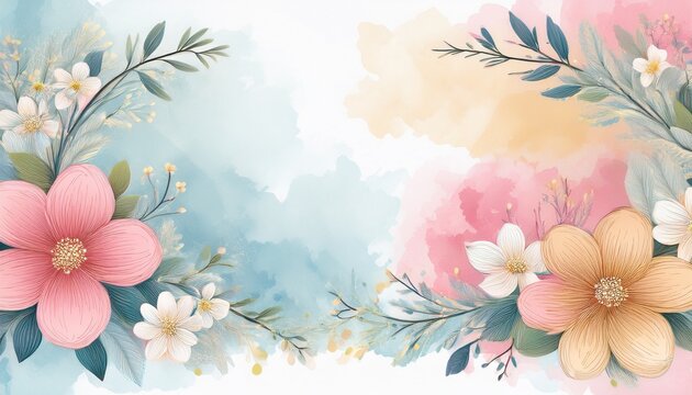 elegant floral garland design featuring pastel watercolor background for celebrating special wedding anniversary occasions