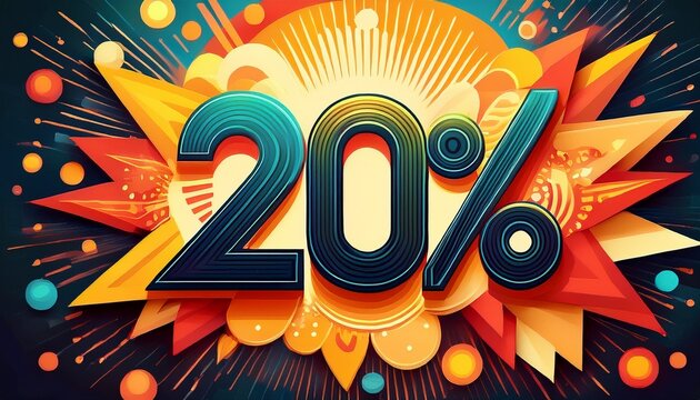 eye catching graphic promoting a twenty percent discount offer on products or services