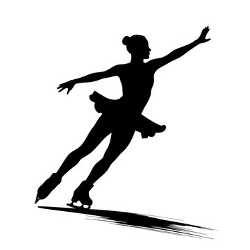 Graceful silhouette of figure skater spinning on ice rink, showcasing athletic skill and elegant movement. Dynamic figure skater spinning demonstrates precision and artistry during performance.